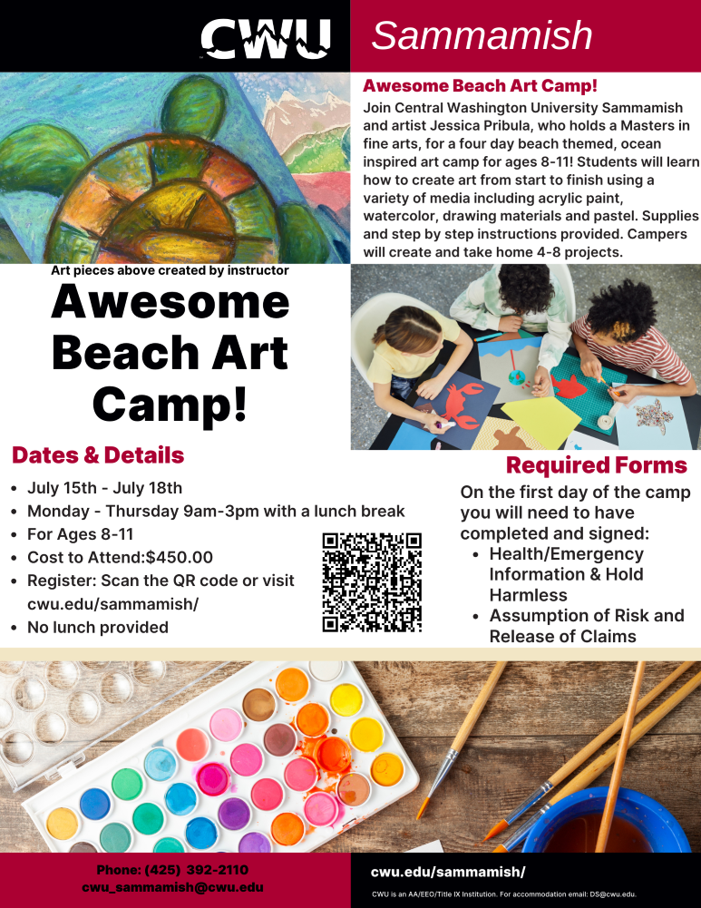 Flyer for beach art camp.