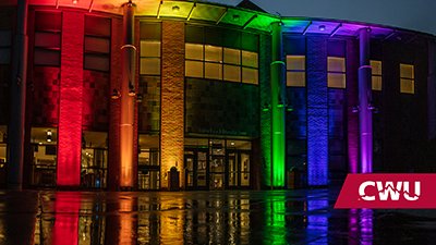 SURC Building with rainbow lights