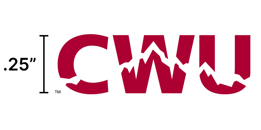 CWU Logo showing measurement of minimum of size.