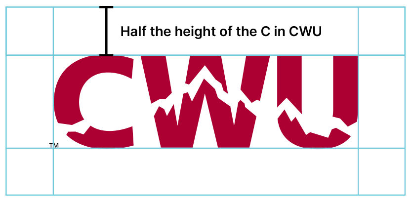 CWU Logo on a grid showing spacing