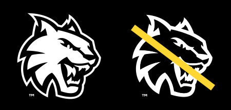 Wildcat symbol, one using color spirit marking and the other not.