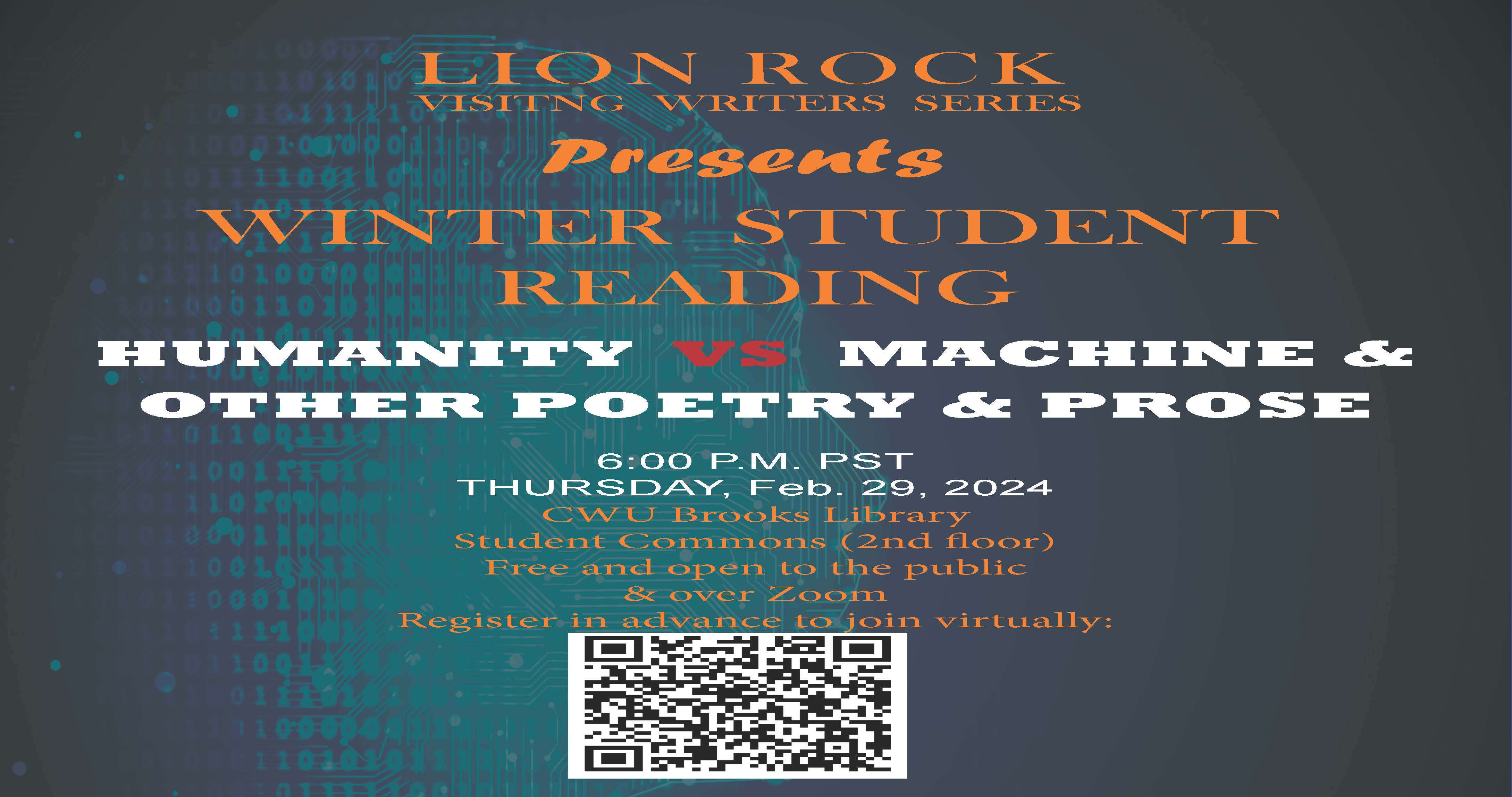 Poster about the Winter 2024 Student Reading