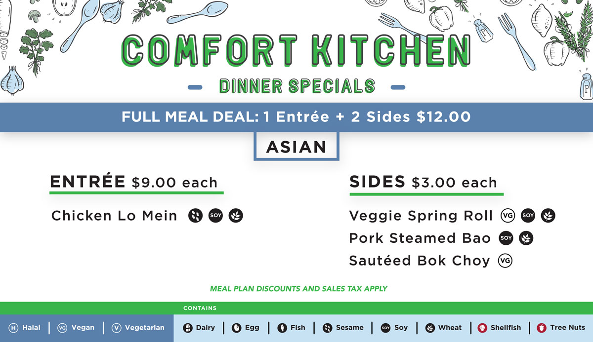Comfort Kitchen Asian Menu
