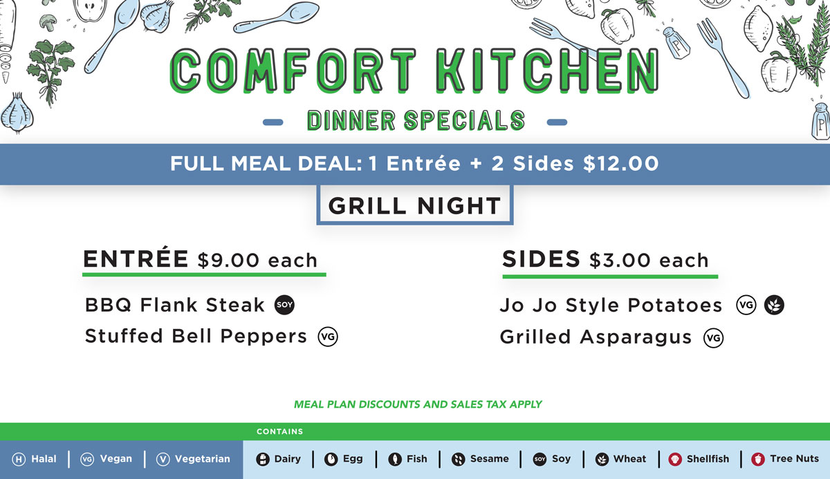 Comfort Kitchen Grill Night Menu