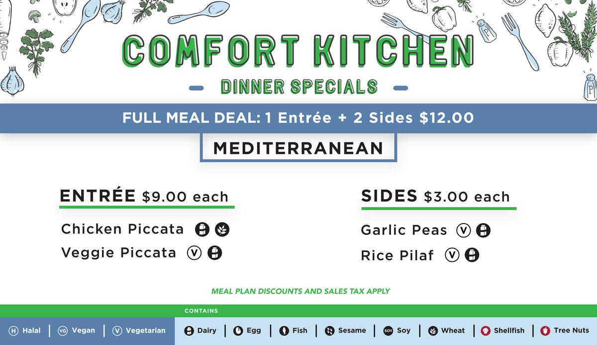 Comfort Kitchen Mediterranean Menu