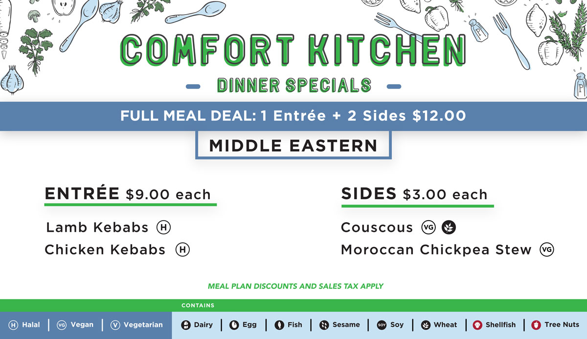 Comfort Kitchen Middle Eastern Menu