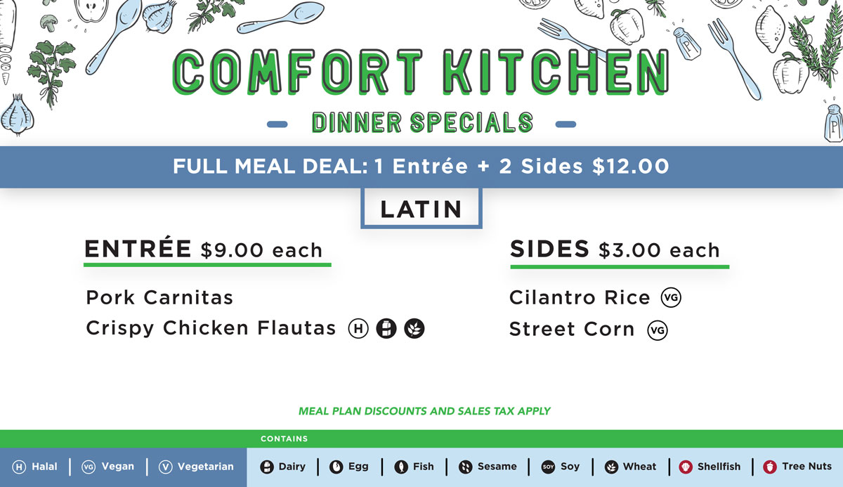 Comfort Kitchen Latin Menu