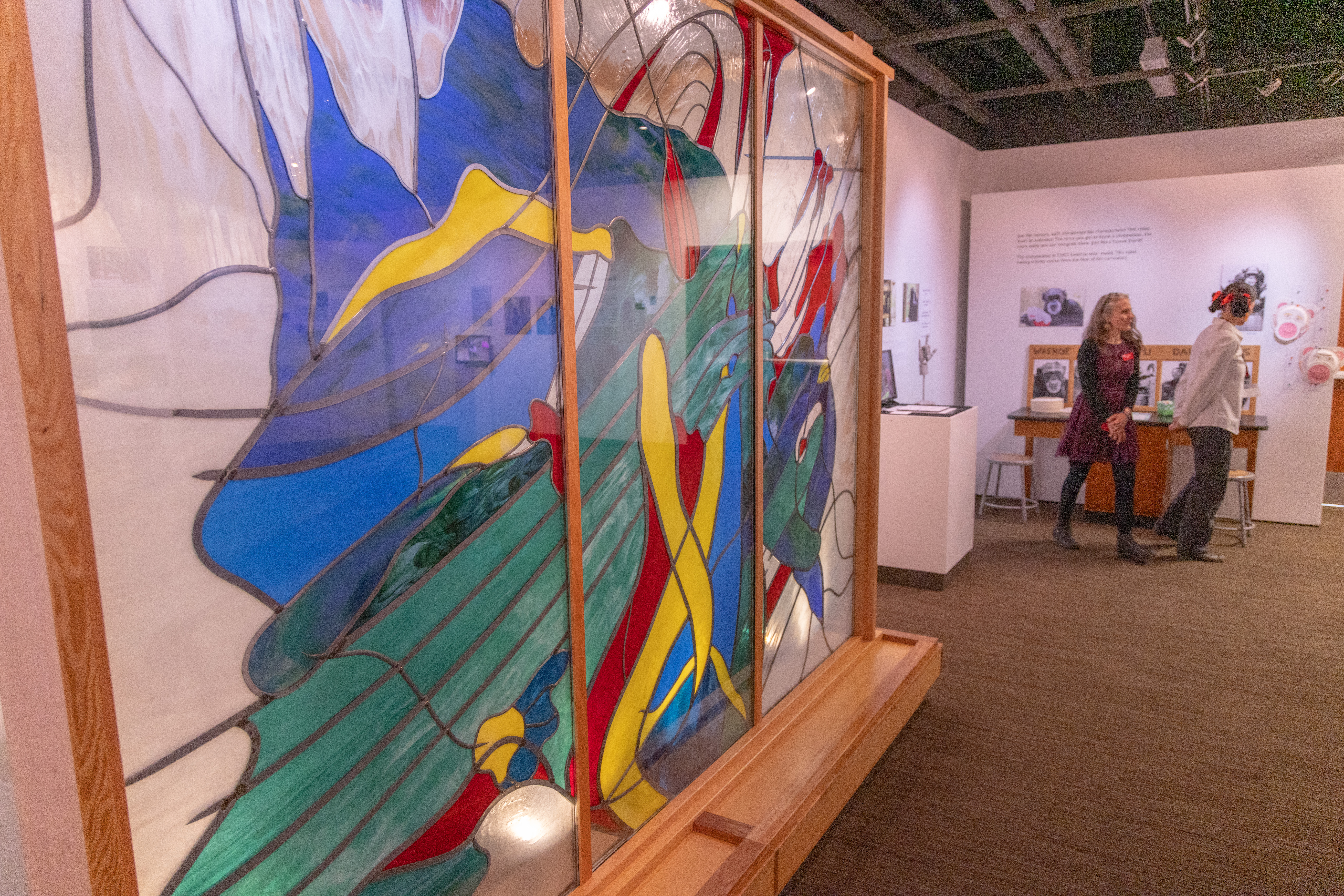 Washoe's painting displayed in Dean Hall at CWU