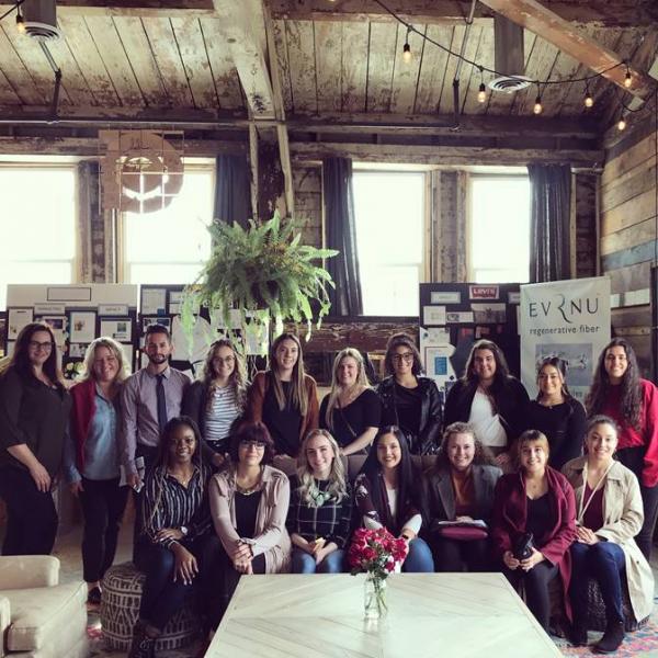 Professor Andrea Eklund's students visited Evrnu, where CWU alumna Kate Cottone now works.