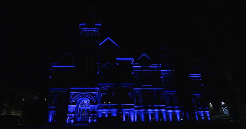 Barge Hall in blue light
