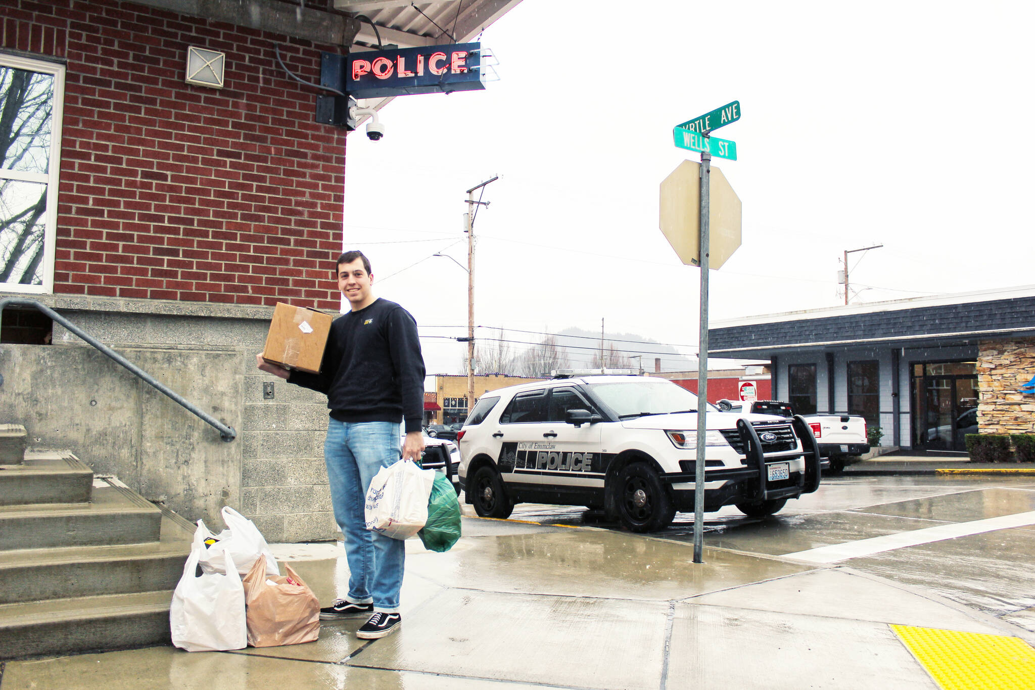 Bryson Fico delivers books to the Enumclaw Jail last year.