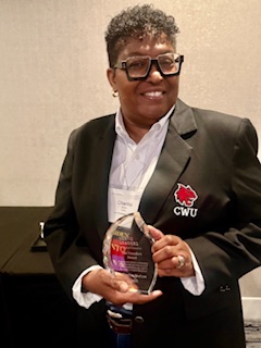 Dr. Charlita Shelton holds the Founders Award she received in mid-October.