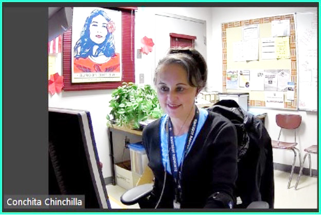 Conchita Chinchilla works at a computer
