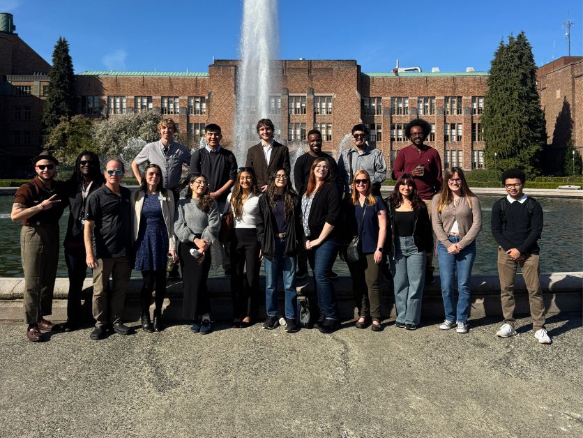 Perron and the 2025 McNair Scholars cohort visiting a conference