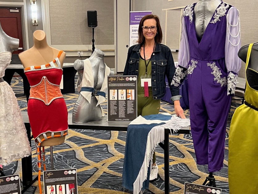 Andrea Eklund shows off fashion designs