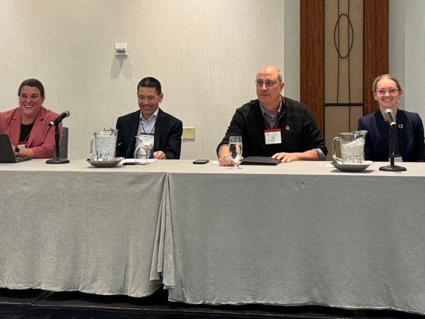 Rob Ogburn sits with Dr. Michael Frye and Dr. Katie Holm on the EPIIC PI conference panel.