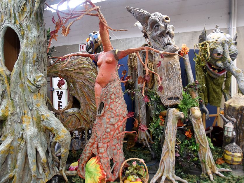 Blue Bear Puppet Labs putppets in the shape of various macabre trees.