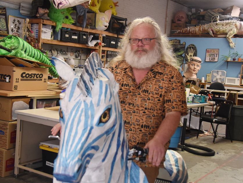 Kooser on a Zebra he made.
