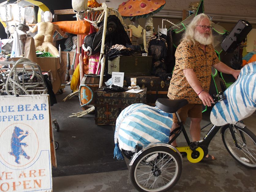 Brian Kooser rides a blue zebra