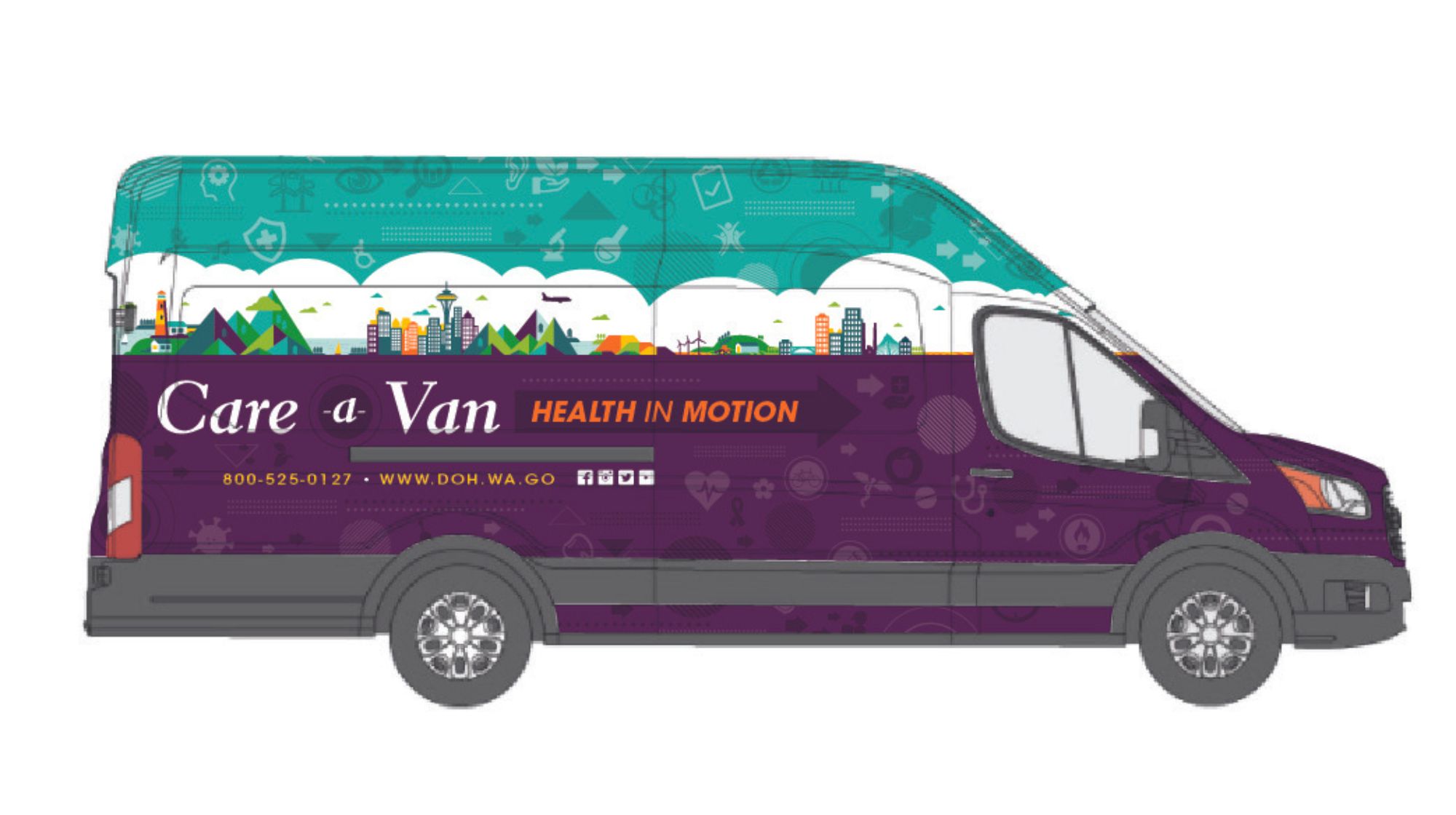 Graphic of the Care-a-Van mobile vaccination clinic.