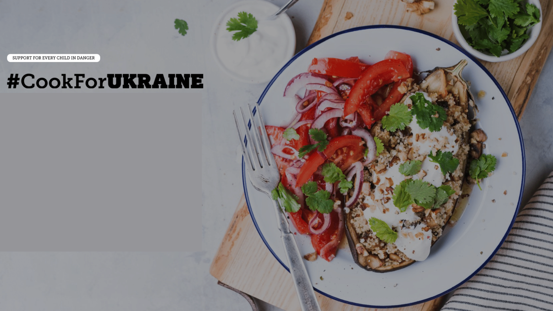 #CookForUkraine website with food on a plate