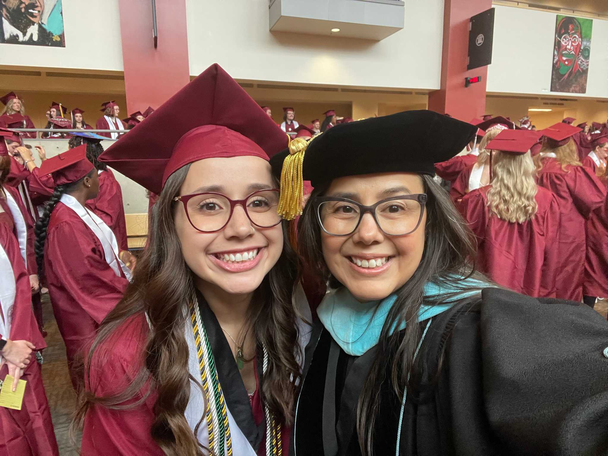 Chris Denison with her daughter Katharine at Commencement.