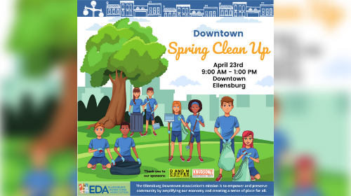 A flyer for the Ellensburg Spring Downtown Cleanup