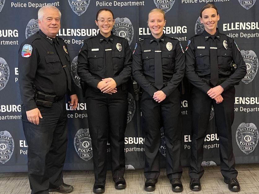 Chief Wade, Eliana Silva, Sierra Smith, Jordan Fray on the day they were sworn in.