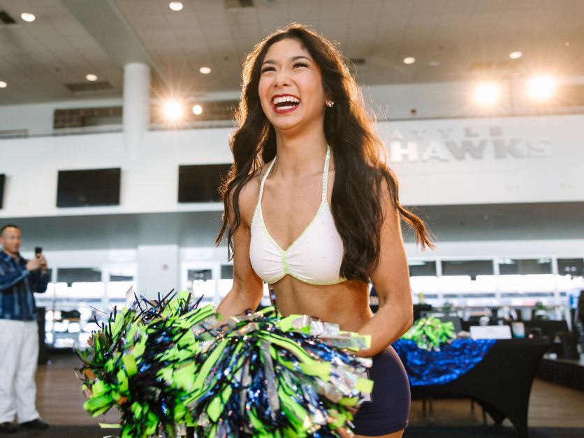 DeJesus finding out that she had been selected for The Seahawks Dancers