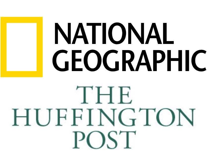 The logos for National Geographic and Huffington Post