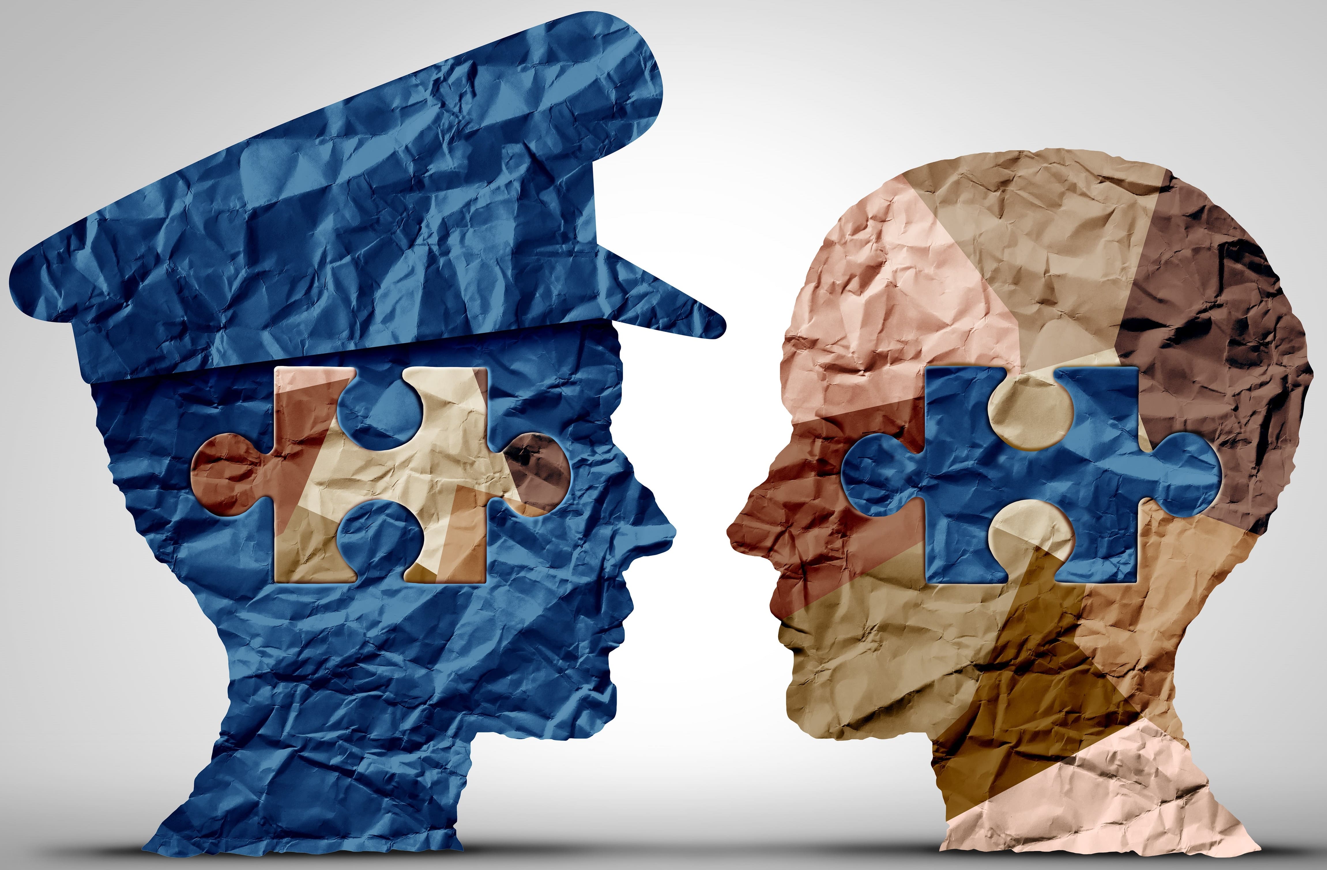 Graphic displaying communication between police personnel and a civilian