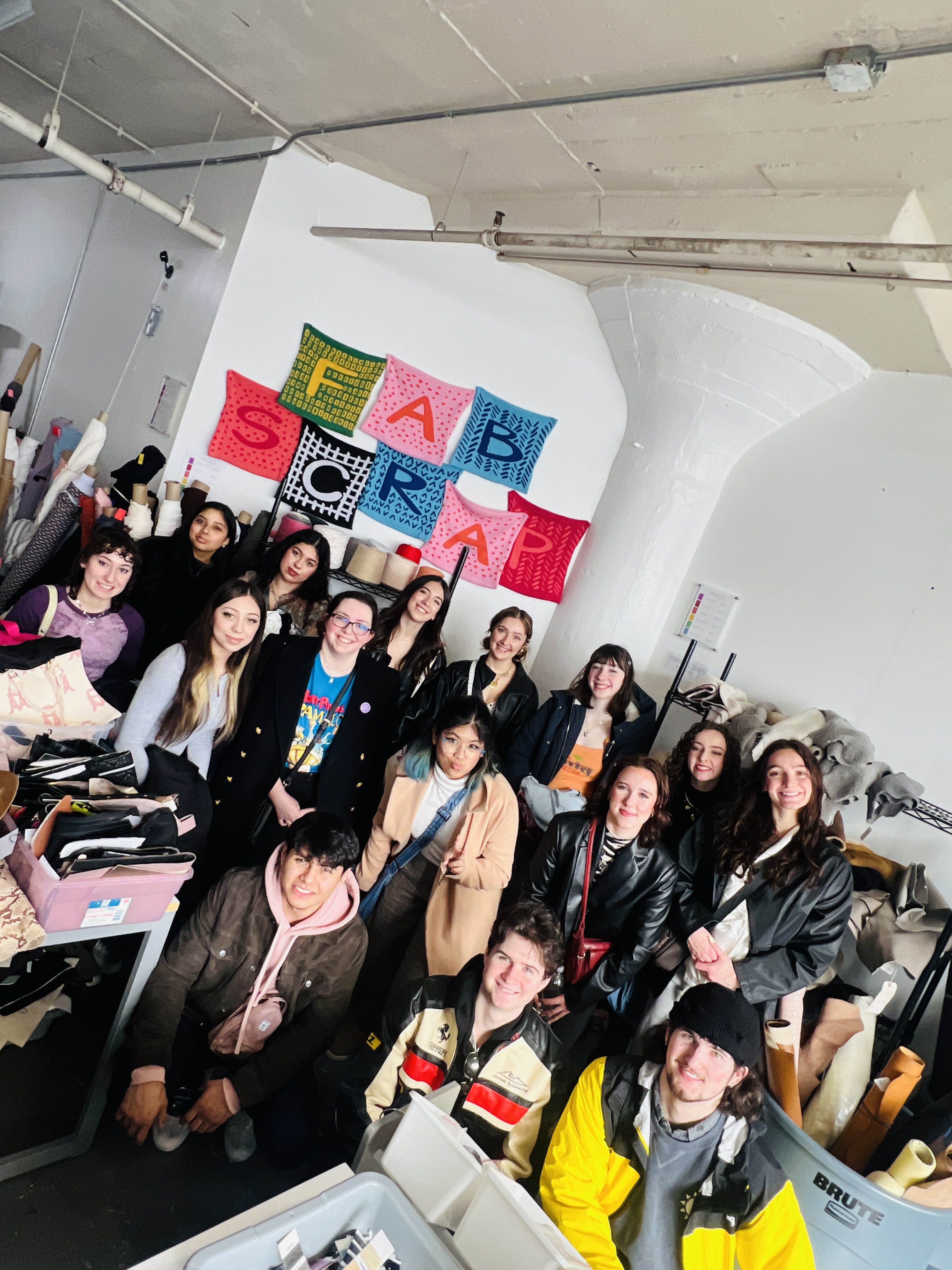 Photo of SFA students at FabScraps in New York.