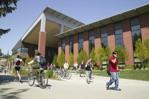 Students walking on campus