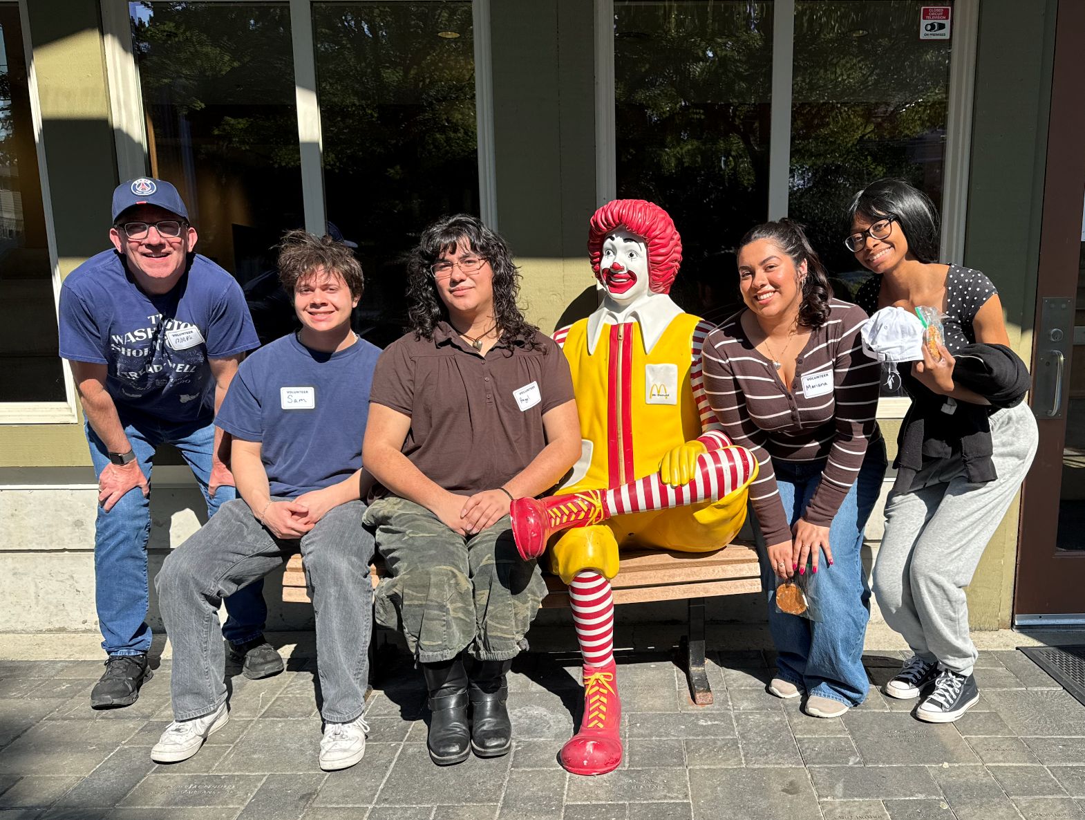 The ATM interns pose with some new friends, including Ronald McDonald.