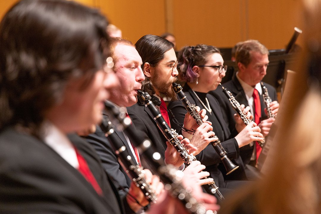 The CWU Wind Ensemble woodwinds section