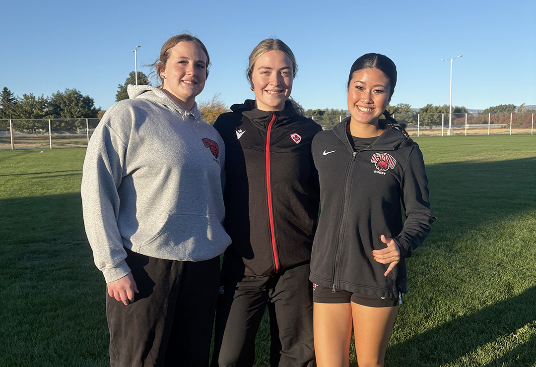 CWU women's rugby club officers Lauren DiPasquale, left), Jessica Postle, and Kylie Matsushima.