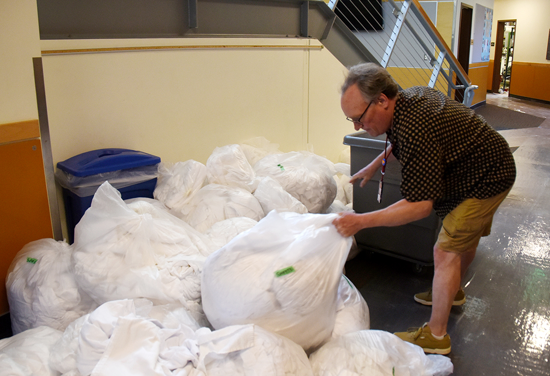 Dale Hubbard works inside Barto Hall earlier this month.