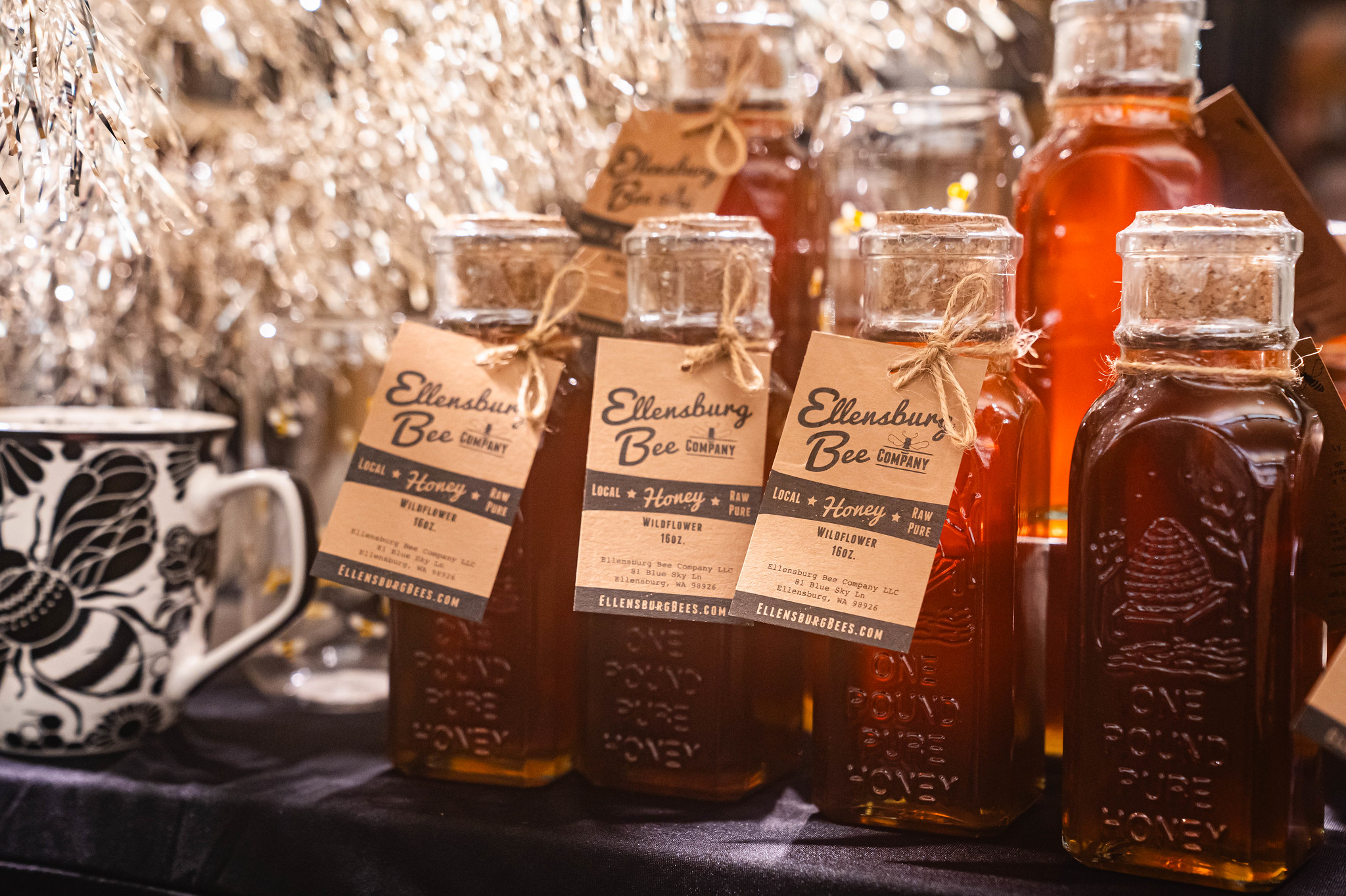 Jars of Ellensburg Bee Company honey ready for sale