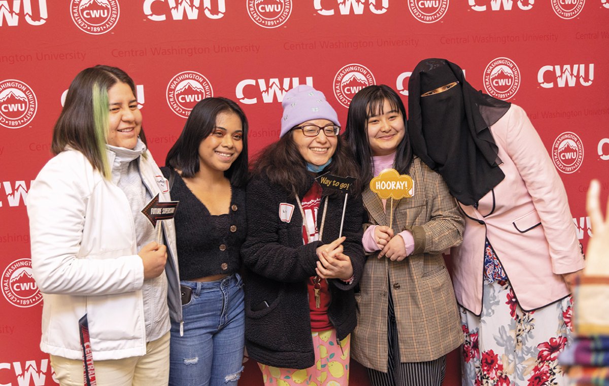 CWU students and Women in Business President Leila Haji, right, pose for a celebratory photo at the end of the conference. 