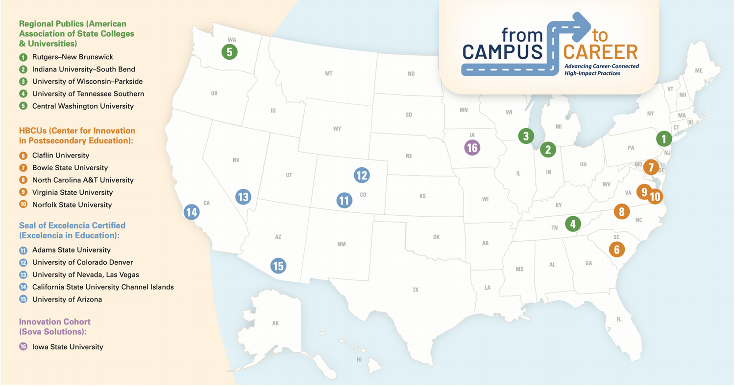 Map of institutions participating in From College to Career initiative