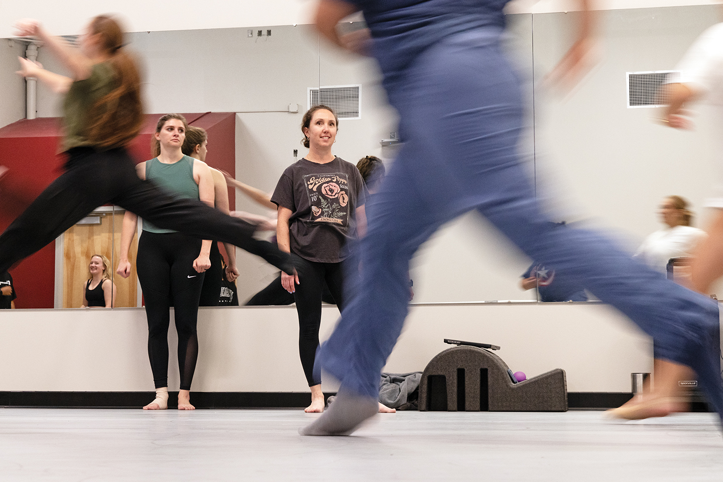 Gabrielle McNeillie in the CWU dance studio with her students
