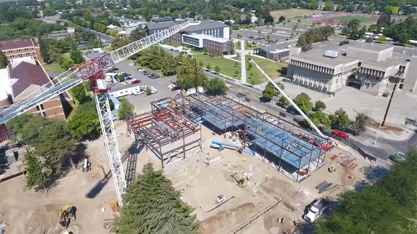 Aerial view of the North Academic Complex construction site