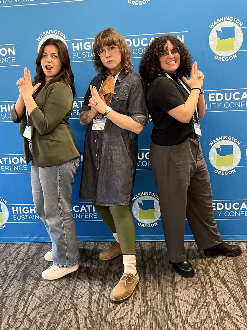 CWU graduates Caydence Hesch (left), Hannah Campbell, and Brooke Cruz served as CWU's Student Sustainability Ambassadors.