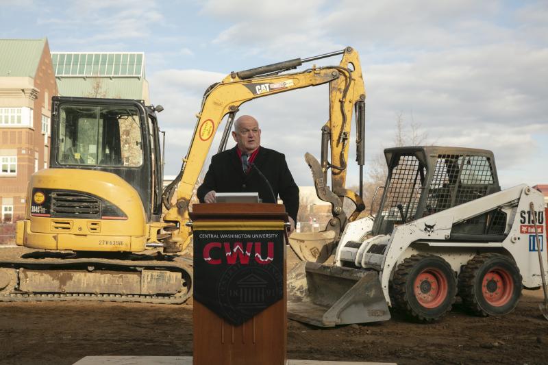 Guadino speaks during the Health Sciences Groundbreaking Ceremony