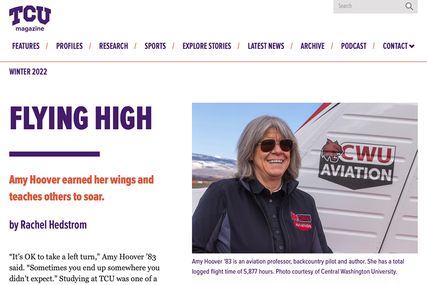 Screenshot of the TCU magazine story