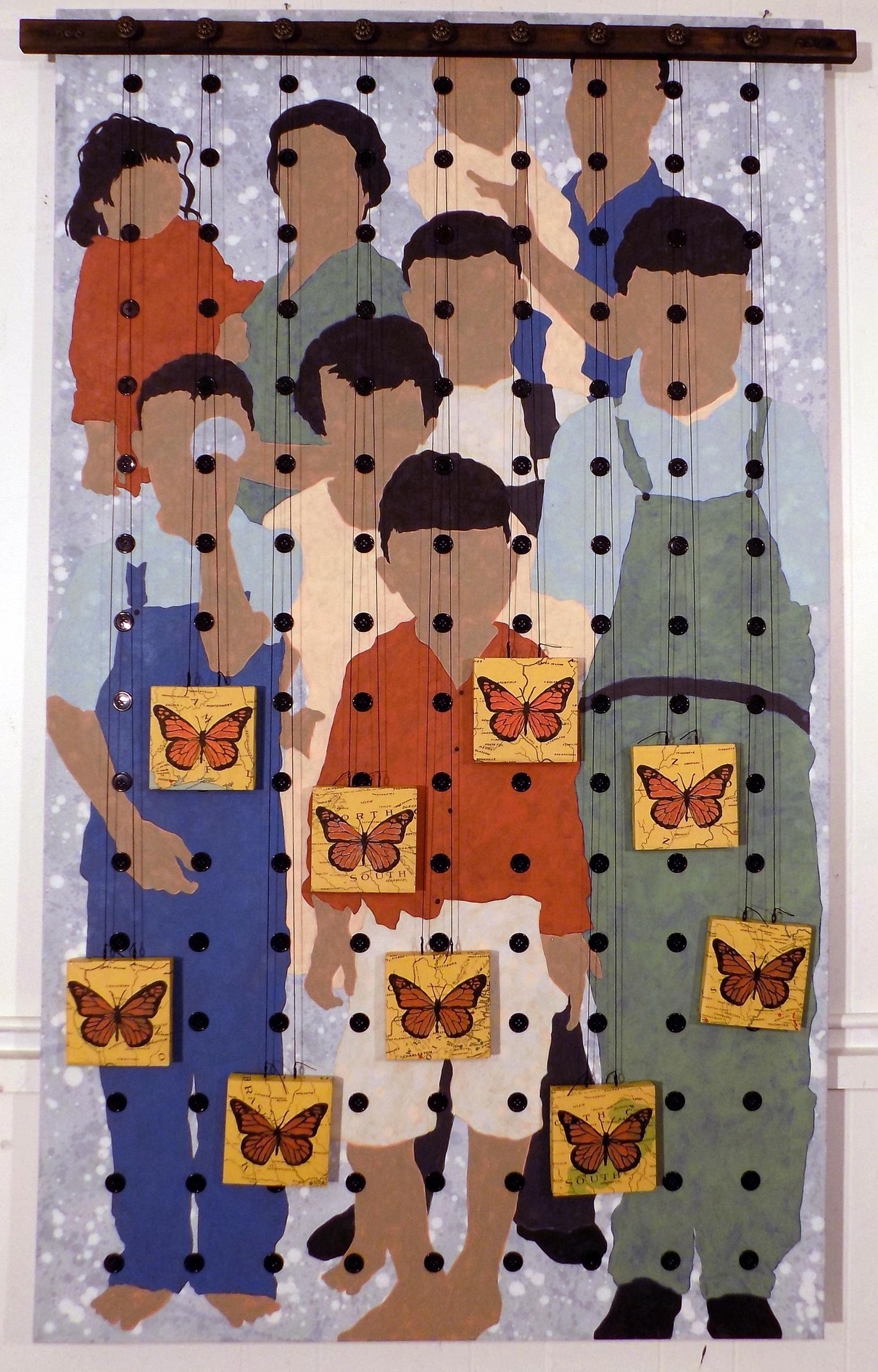 Michael Dinning, Migrants, Acrylic on canvas and mixed media