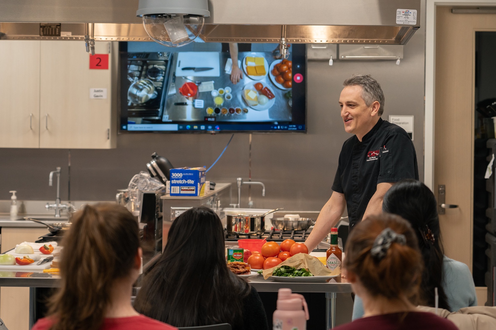 Joe Ritchie gives a food demo in the Health Science teaching kitchen