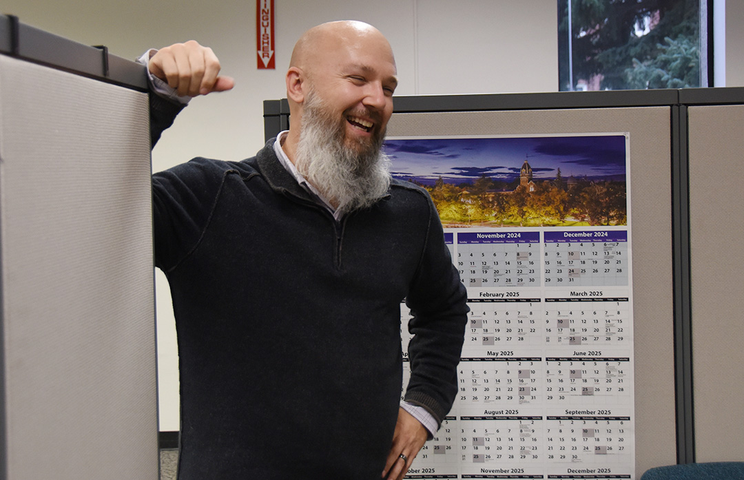 Joey Bryant shares a laugh with a Human Resources colleague.