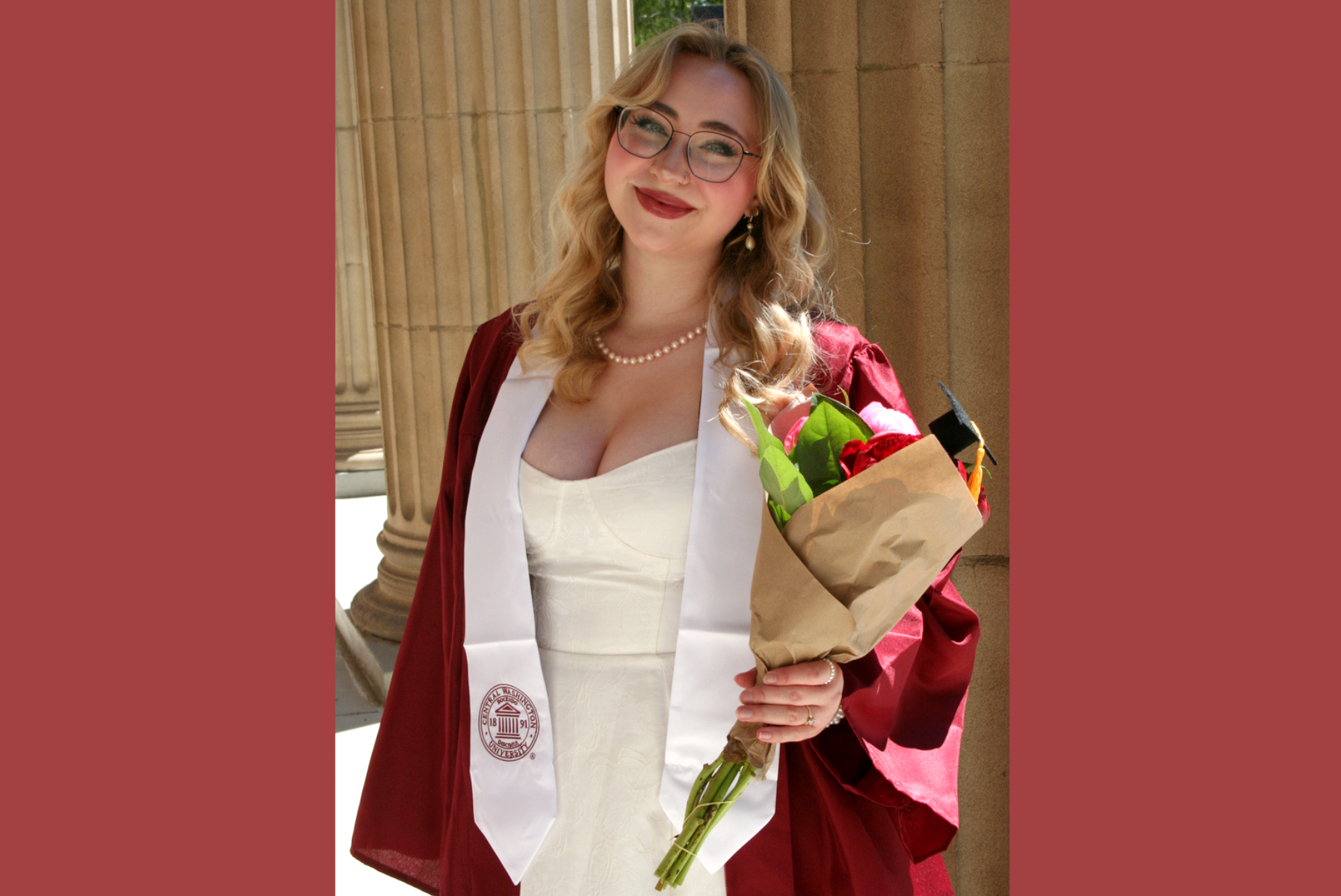 CWU graduate Karin Whitehead in her graduation gown