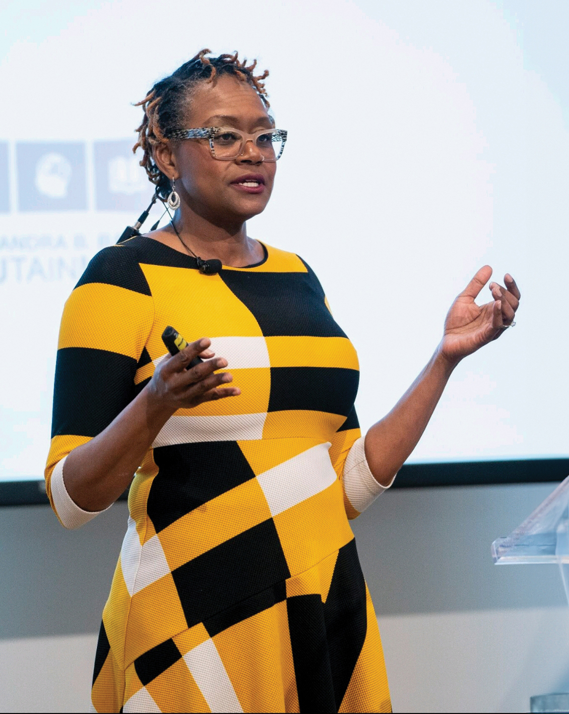 Lachandra Baker gives a presentation